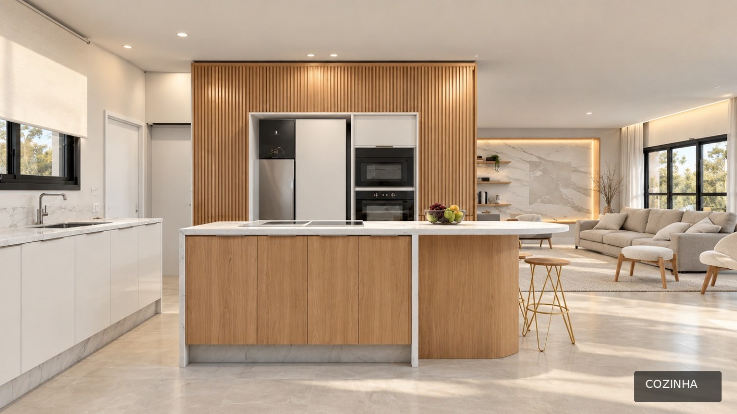 Capa da apresentação de interiores contemporâneos