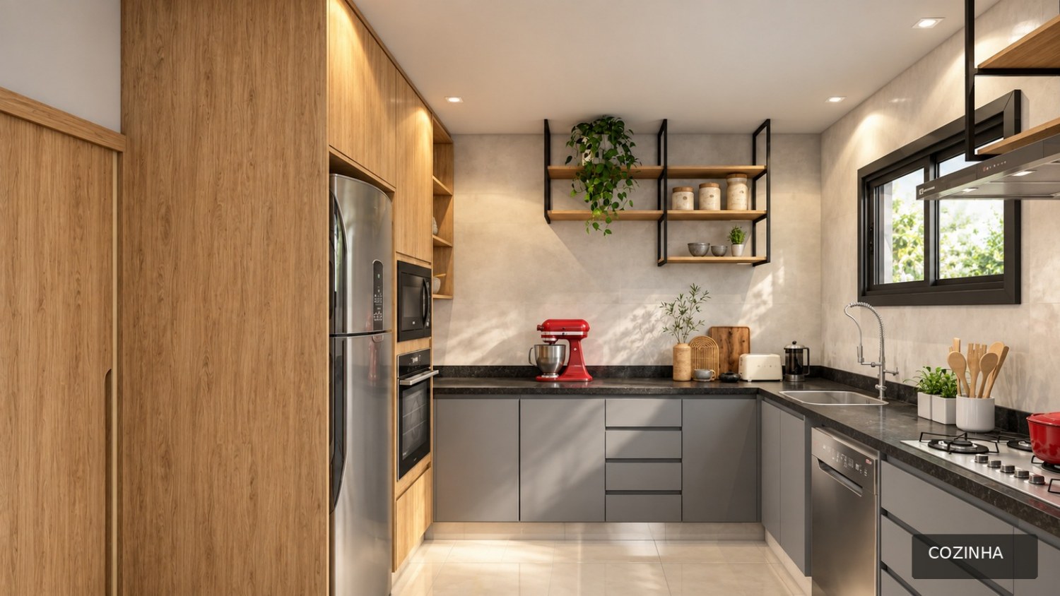 Capa da apresentação de interiores em estilo industrial